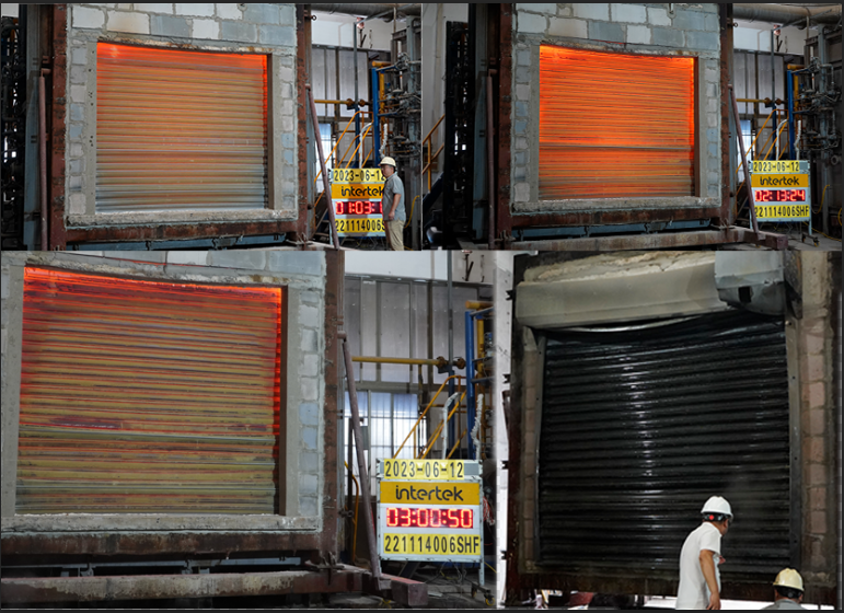 新恒邦门业美标防火卷帘门现场测试图片